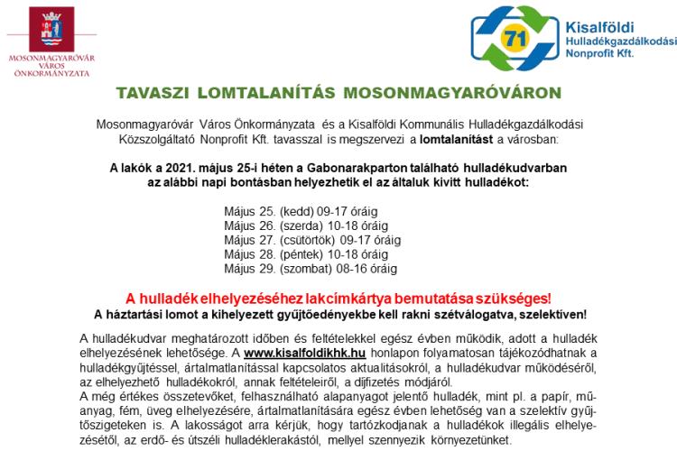 Májusban ismét tavaszi lomtalanítás