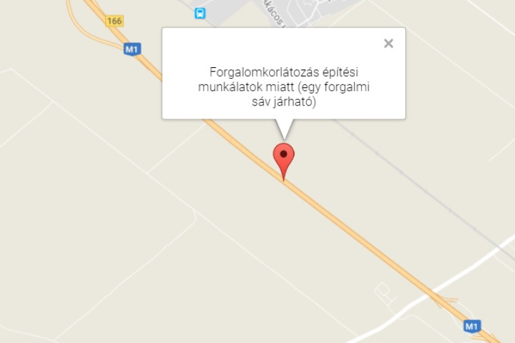 Építési munkálatok miatti torlódás az M1-esen 