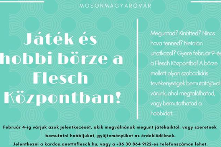 Játék- és hobbibörze a mosonmagyaróvári Flesch Központban