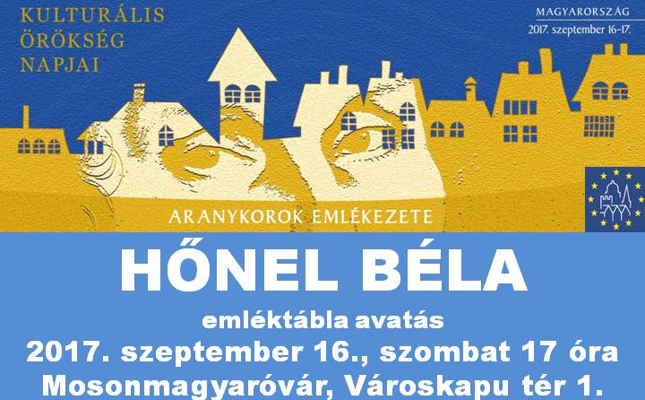 Hőnel Béla emléktábla avatás Mosonmagyaróváron