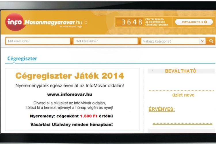 Nyereményjáték az InfoMóvár oldalán